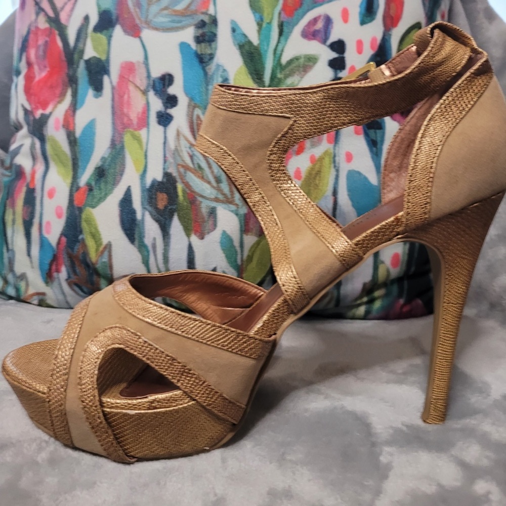 Gold satin holiday 4-inch heels
